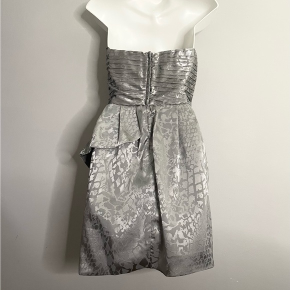 H&M Silver Strapless Ruched Ruffle Cocktail Mini NWT - Picture 2 of 13